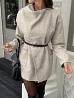 ⁦معطف صوف كلاسيكي بجيوب وياقة بسيطة⁩ - الصورة ⁦2⁩