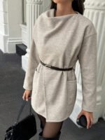 ⁦معطف صوف كلاسيكي بجيوب وياقة بسيطة⁩ - الصورة ⁦6⁩