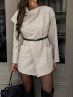 ⁦معطف صوف كلاسيكي بجيوب وياقة بسيطة⁩ - الصورة ⁦7⁩