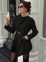 ⁦معطف صوف كلاسيكي بجيوب وياقة بسيطة⁩ - الصورة ⁦11⁩