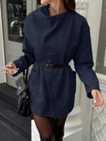 ⁦معطف صوف كلاسيكي بجيوب وياقة بسيطة⁩ - الصورة ⁦16⁩