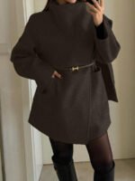 ⁦معطف صوف كلاسيكي بجيوب وياقة بسيطة⁩ - الصورة ⁦28⁩