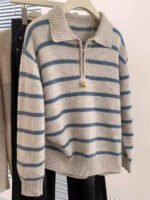 ⁦بلوزة بولو مضلعة للنساء⁩ - الصورة ⁦5⁩