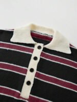 ⁦كنزة صوف بولو مخططة بتباين الألوان للنساء⁩ - الصورة ⁦89⁩