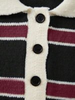 ⁦كنزة صوف بولو مخططة بتباين الألوان للنساء⁩ - الصورة ⁦90⁩