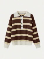 ⁦كنزة صوف بولو مخططة بتباين الألوان للنساء⁩ - الصورة ⁦94⁩