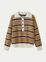 ⁦كنزة صوف بولو مخططة بتباين الألوان للنساء⁩ - الصورة ⁦112⁩