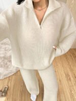 ⁦طقم صوف نسائي قطعتين – كنزة بسحاب وبنطلون كاجوال⁩ - الصورة ⁦17⁩