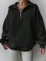 ⁦بلوزة نسائية كاجوال بسحاب نصفية – لون موحد⁩ - الصورة ⁦14⁩