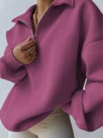 ⁦بلوزة نسائية كاجوال بسحاب نصفية – لون موحد⁩ - الصورة ⁦17⁩