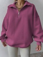 ⁦بلوزة نسائية كاجوال بسحاب نصفية – لون موحد⁩ - الصورة ⁦18⁩