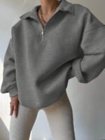 ⁦بلوزة نسائية كاجوال بسحاب نصفية – لون موحد⁩ - الصورة ⁦19⁩