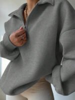 ⁦بلوزة نسائية كاجوال بسحاب نصفية – لون موحد⁩ - الصورة ⁦21⁩