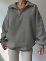 ⁦بلوزة نسائية كاجوال بسحاب نصفية – لون موحد⁩ - الصورة ⁦22⁩