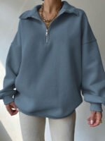 ⁦بلوزة نسائية كاجوال بسحاب نصفية – لون موحد⁩ - الصورة ⁦25⁩