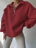 ⁦بلوزة نسائية كاجوال بسحاب نصفية – لون موحد⁩ - الصورة ⁦27⁩