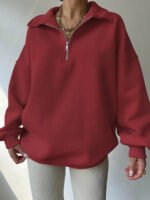 ⁦بلوزة نسائية كاجوال بسحاب نصفية – لون موحد⁩ - الصورة ⁦29⁩