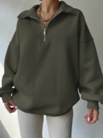 ⁦بلوزة نسائية كاجوال بسحاب نصفية – لون موحد⁩ - الصورة ⁦33⁩