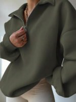 ⁦بلوزة نسائية كاجوال بسحاب نصفية – لون موحد⁩ - الصورة ⁦34⁩