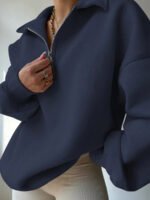 ⁦بلوزة نسائية كاجوال بسحاب نصفية – لون موحد⁩ - الصورة ⁦38⁩