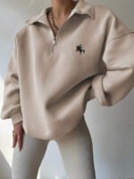 ⁦بلوزة نسائية كاجوال بسحاب نصفية – لون موحد⁩ - الصورة ⁦39⁩