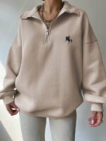 ⁦بلوزة نسائية كاجوال بسحاب نصفية – لون موحد⁩ - الصورة ⁦41⁩