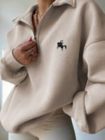 ⁦بلوزة نسائية كاجوال بسحاب نصفية – لون موحد⁩ - الصورة ⁦42⁩