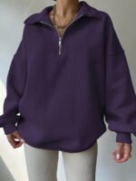 ⁦بلوزة نسائية كاجوال بسحاب نصفية – لون موحد⁩ - الصورة ⁦49⁩