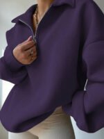 ⁦بلوزة نسائية كاجوال بسحاب نصفية – لون موحد⁩ - الصورة ⁦50⁩