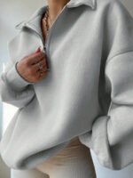 ⁦بلوزة نسائية كاجوال بسحاب نصفية – لون موحد⁩ - الصورة ⁦53⁩