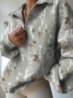 ⁦بلوزة نسائية كاجوال بسحاب نصفية – لون موحد⁩ - الصورة ⁦57⁩