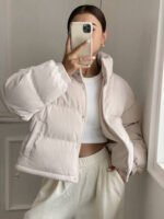 DAZY معطف نسائي من القطيفة بياقة عالية