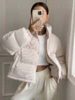 ⁦DAZY معطف نسائي من القطيفة بياقة عالية⁩ - الصورة ⁦2⁩