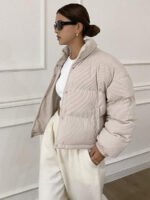 ⁦DAZY معطف نسائي من القطيفة بياقة عالية⁩ - الصورة ⁦6⁩