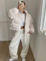 ⁦DAZY معطف نسائي من القطيفة بياقة عالية⁩ - الصورة ⁦9⁩