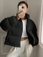 ⁦DAZY معطف نسائي من القطيفة بياقة عالية⁩ - الصورة ⁦15⁩