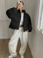 ⁦DAZY معطف نسائي من القطيفة بياقة عالية⁩ - الصورة ⁦17⁩