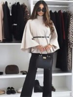 ⁦معطف أنيق بأكمام قصيرة وياقة عالية وفضفاض مع حزام⁩ - الصورة ⁦11⁩