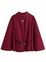 ⁦معطف أنيق بأكمام قصيرة وياقة عالية وفضفاض مع حزام⁩ - الصورة ⁦16⁩