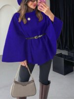 ⁦معطف أنيق بأكمام قصيرة وياقة عالية وفضفاض مع حزام⁩ - الصورة ⁦18⁩