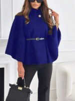 ⁦معطف أنيق بأكمام قصيرة وياقة عالية وفضفاض مع حزام⁩ - الصورة ⁦19⁩