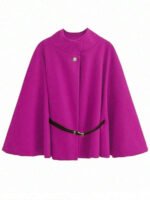 ⁦معطف أنيق بأكمام قصيرة وياقة عالية وفضفاض مع حزام⁩ - الصورة ⁦50⁩