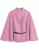 ⁦معطف أنيق بأكمام قصيرة وياقة عالية وفضفاض مع حزام⁩ - الصورة ⁦55⁩