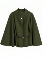 ⁦معطف أنيق بأكمام قصيرة وياقة عالية وفضفاض مع حزام⁩ - الصورة ⁦60⁩