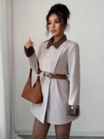 ⁦Elenzga معطف فاخر أنيق، بدون حزام⁩ - الصورة ⁦5⁩