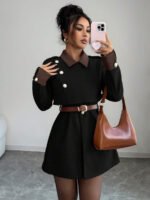 ⁦Elenzga معطف فاخر أنيق، بدون حزام⁩ - الصورة ⁦9⁩