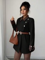 ⁦Elenzga معطف فاخر أنيق، بدون حزام⁩ - الصورة ⁦10⁩