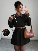 ⁦Elenzga معطف فاخر أنيق، بدون حزام⁩ - الصورة ⁦11⁩