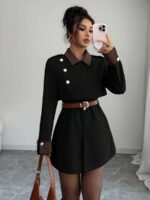 ⁦Elenzga معطف فاخر أنيق، بدون حزام⁩ - الصورة ⁦12⁩