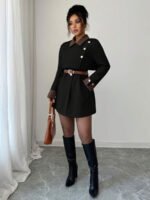 ⁦Elenzga معطف فاخر أنيق، بدون حزام⁩ - الصورة ⁦13⁩